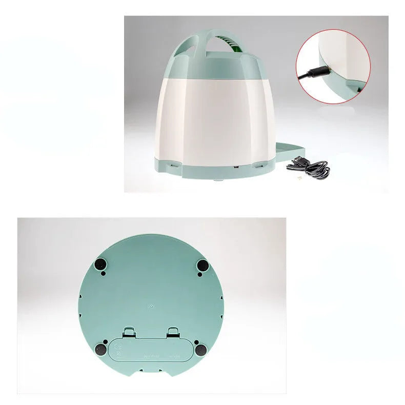 Light green creative dog button push type automatic feeder with USB cable, 20x20x24 cm size