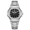 Men's quartz watch with 41.5mm dial, stainless steel strap, alloy case, and luminous waterproof design