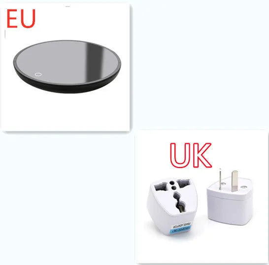 Black coffee mug warmer with 12cm diameter and temperature control switch
