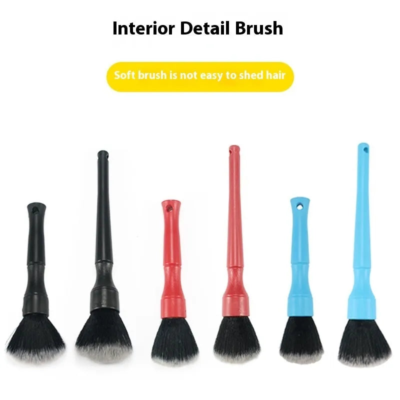 Car detail brush with soft nylon bristles for interior cleaning, DT Short black handle