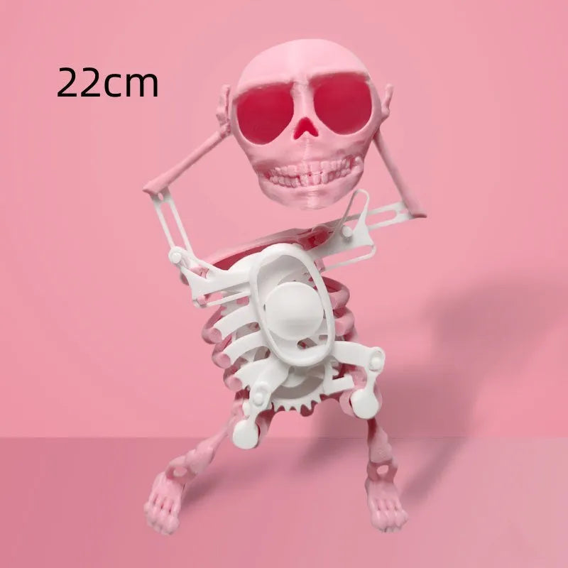 3D mini skull gravity toy dancing skeleton in pink and white colour 17cm height