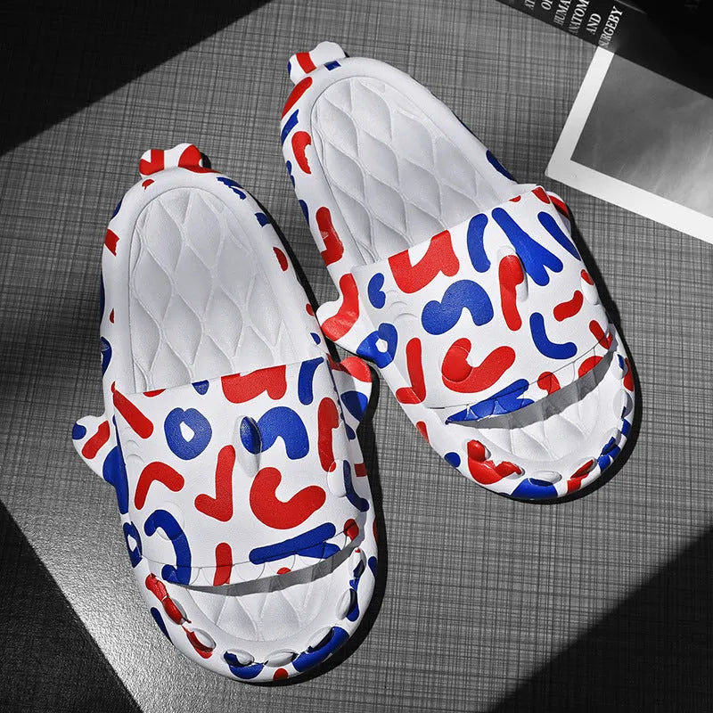 EVA home slippers with shark design in open toe style available in multiple colours