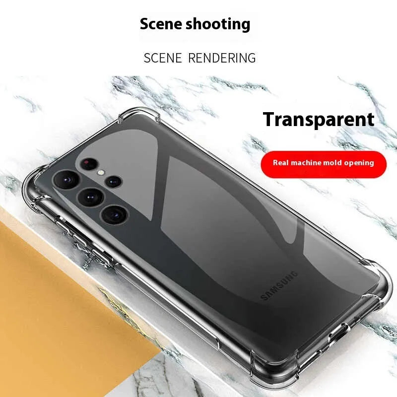 Transparent silicone phone case with airbag corners for Samsung Galaxy phones