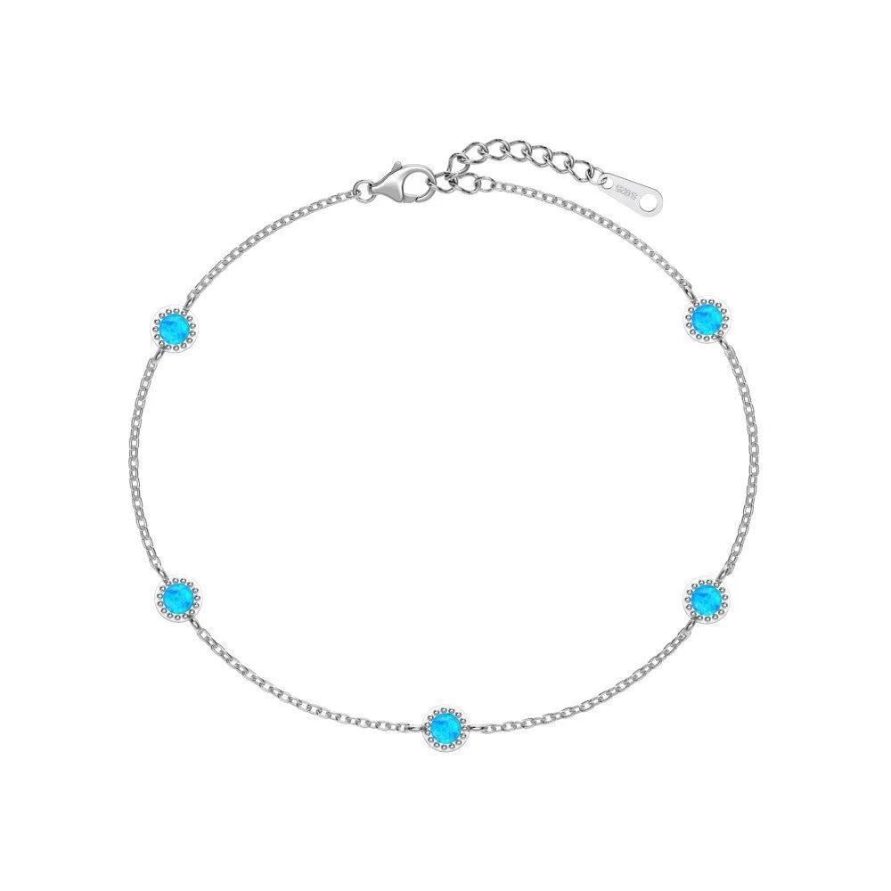 S925 sterling silver opal bracelet for women with round geometric design and Japanese Korean simple style