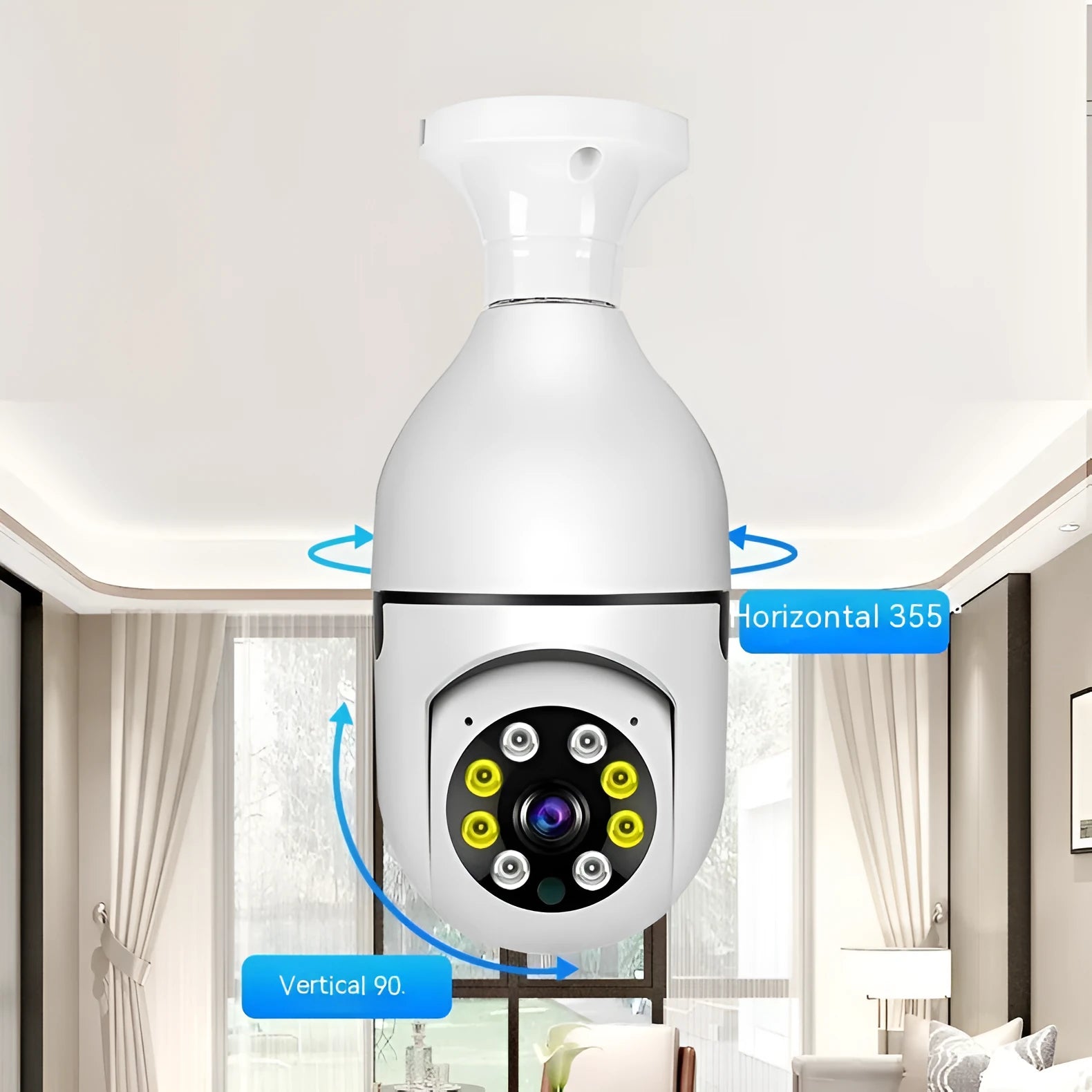 Wireless wifi bulb security camera with 1080p night vision for indoor and outdoor monitoring