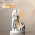 White composite gypsum desk lamp with wire control switch on bedside table