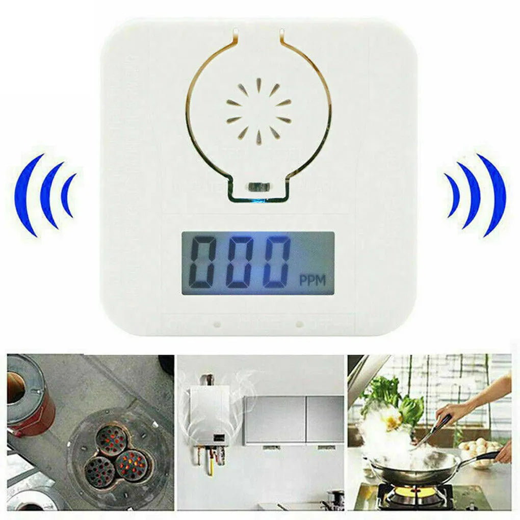White carbon monoxide alarm unit for wall mounting with wireless communication and audible alarm function