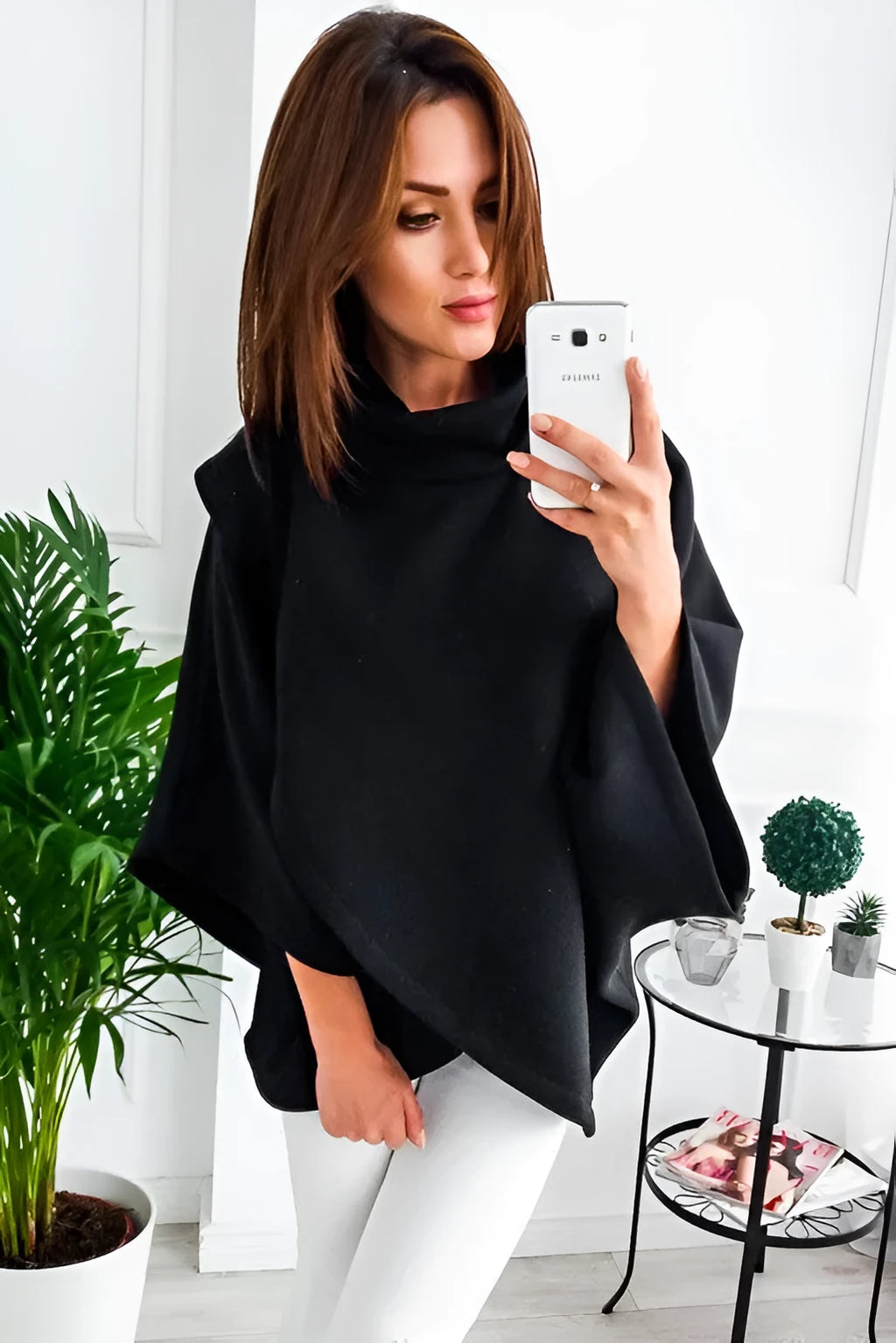 Women's longline batwing sleeve cardigan in plus velvet cotton blend fabric