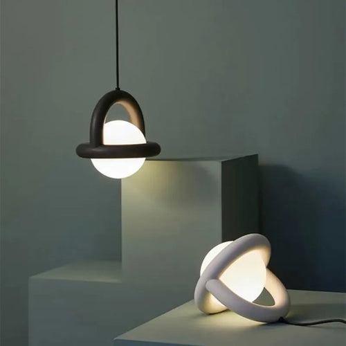 Minimalist Scandinavian bedside hanging pendant lamp in a choice of matte black, white, gray or green.