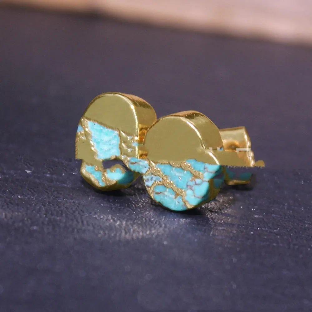Handmade natural stone bohemian style stud earrings with irregular cut stones in ER1031 colour