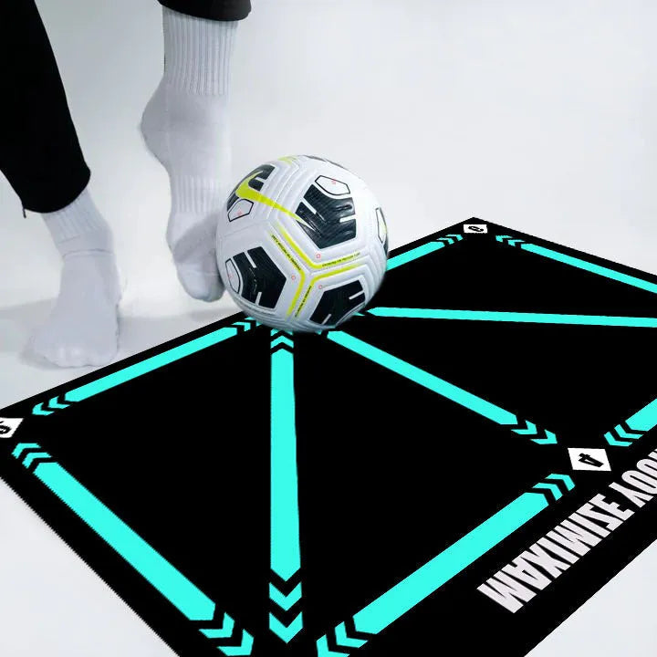 Black rectangular football training mat measuring 60cm by 90cm on a flat surface.