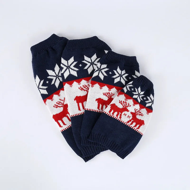 Navy blue Christmas dog knitted sweater for small to medium pets
