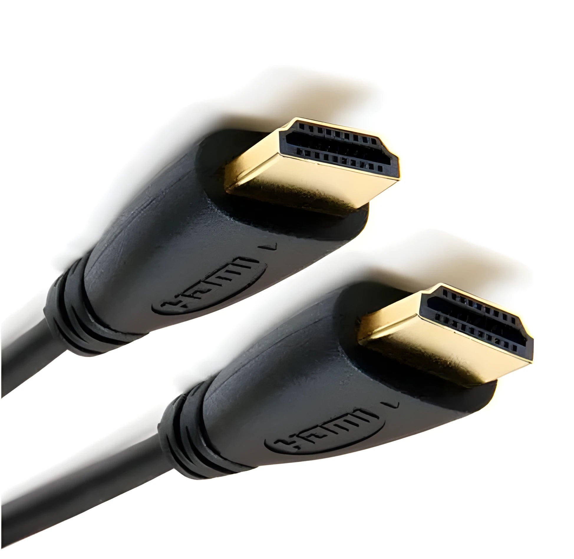 Gold-plated HDMI cable with male connectors shown at various lengths for HDTV and game console use.