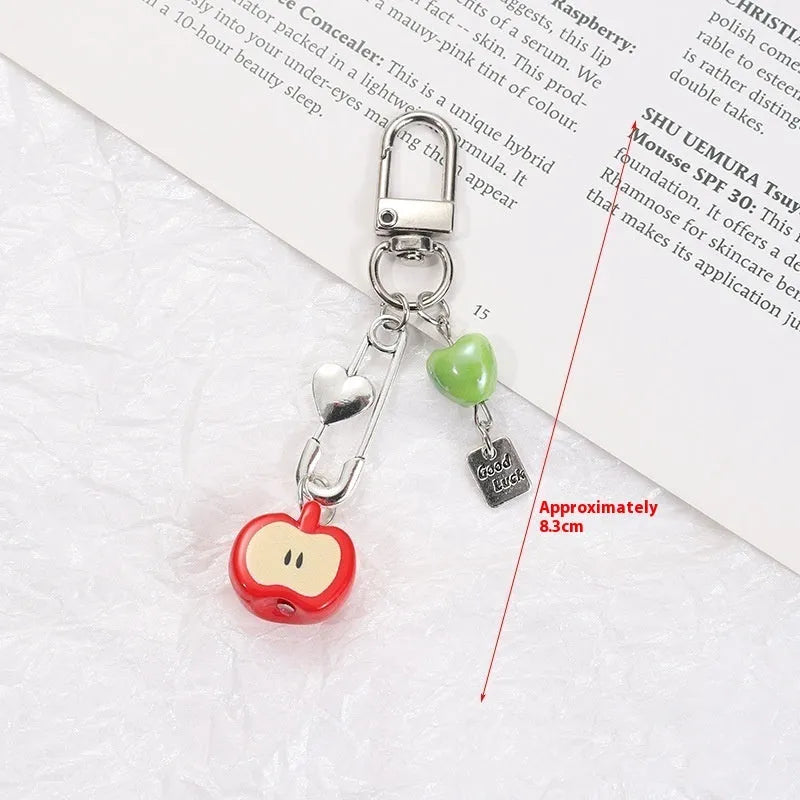 Fruit-themed plastic resin phone charm keychain pendant with half-handmade designs