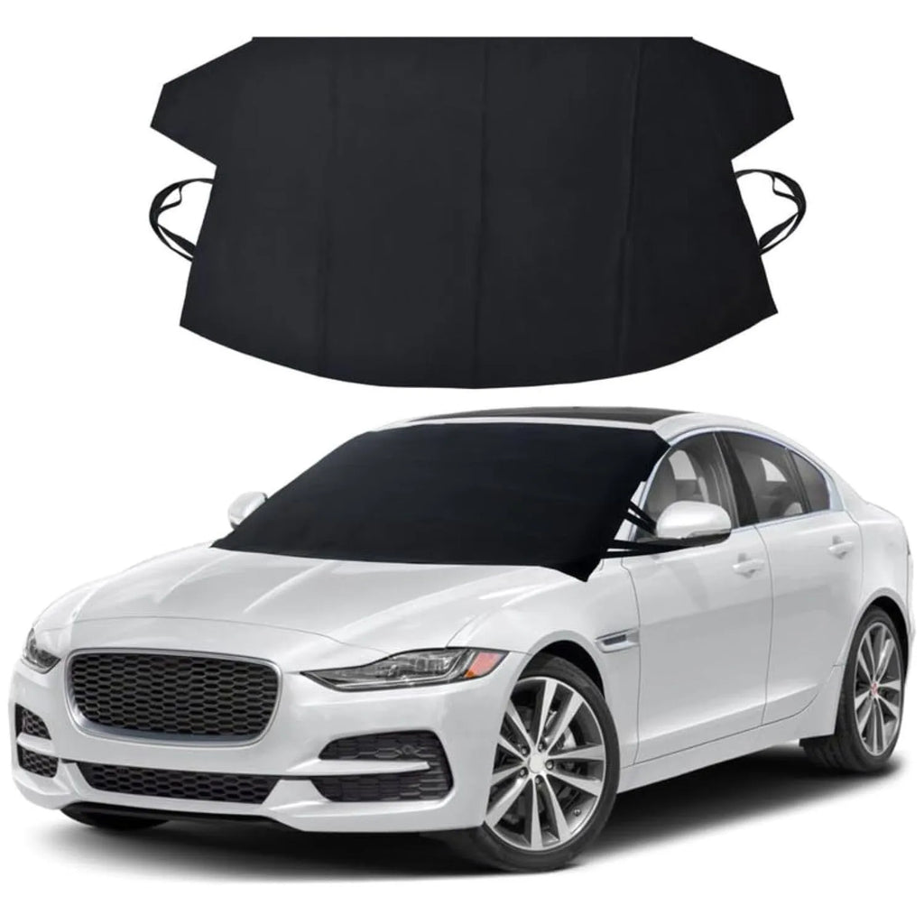 Car front windshield snow-proof cover in black aluminium foil for winter frost protection
