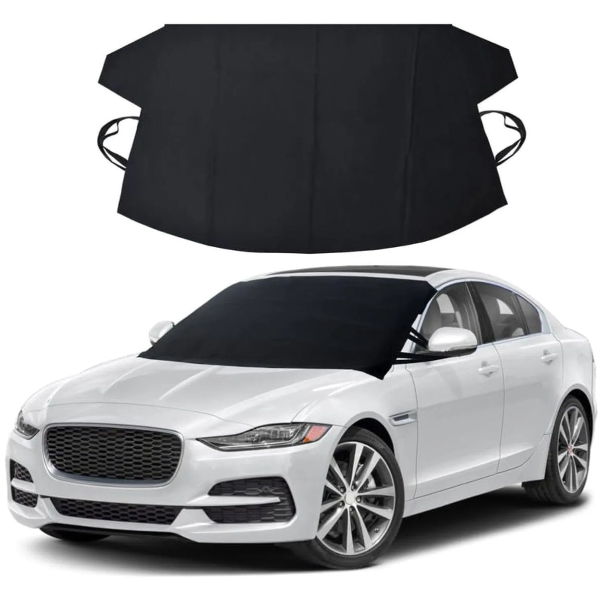 Car front windshield snow-proof cover in black aluminium foil for winter frost protection