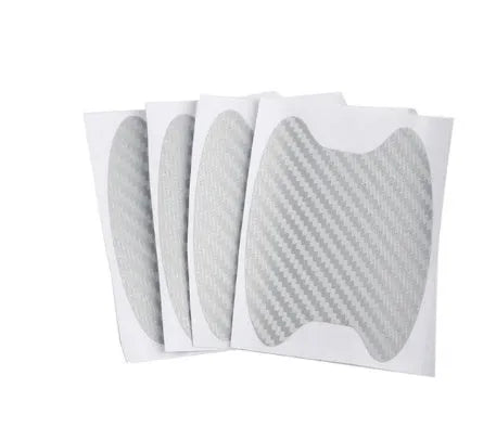 4-piece carbon fibre car handle sticker set in black for scratch-resistant door handle protection