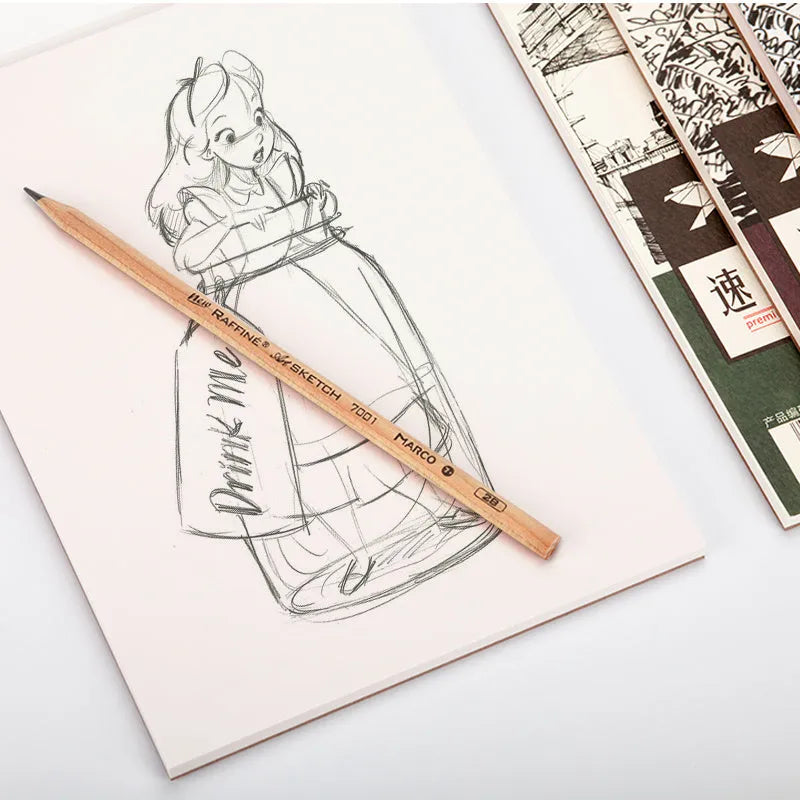 Blank A4 drawing sketch book showing coil binding and heavy-weight white paper for artwork.