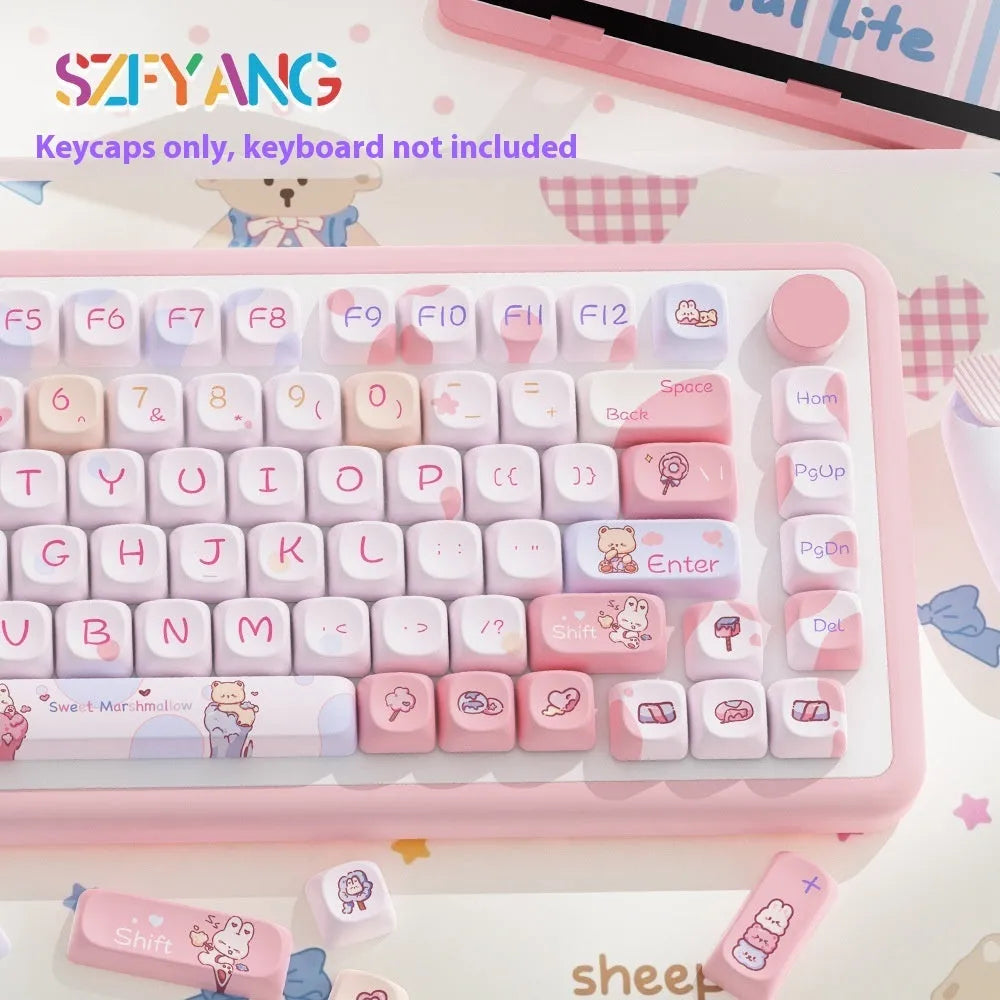 Sweet Cotton Candy colour mechanical keyboard key cap set in a package.