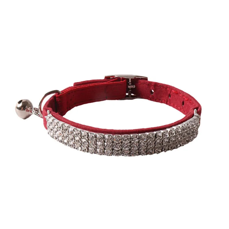 Cat collar with elastic buckle in six colour options showing flocking material texture