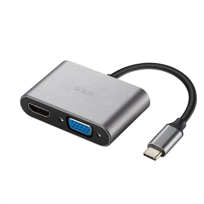 11-in-1 USB C hub adapter with HDMI VGA USB 3.0 Ethernet PD and card reader ports, metal casing