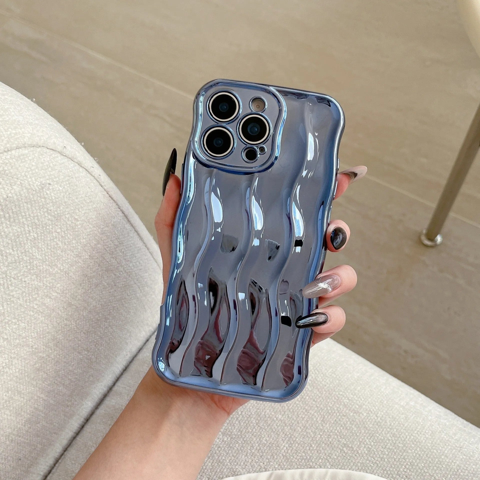 Electroplating three-dimensional wave stripe TPU phone case for iPhone 17 series in multiple colour options