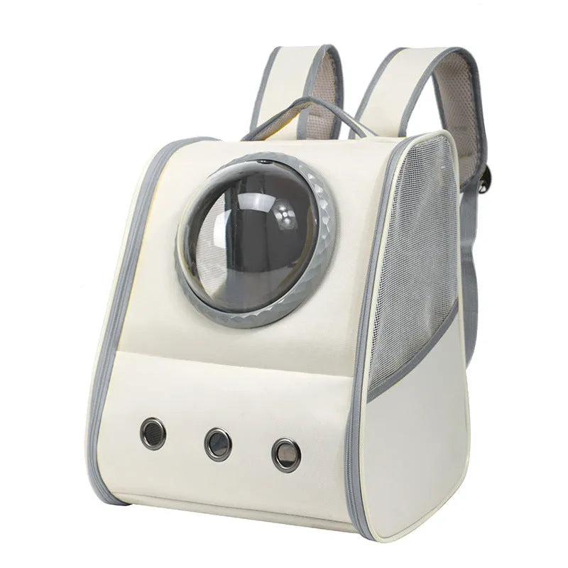 Grey large capacity breathable nylon pet backpack for cats up to 6.50kg, 33x29x42cm