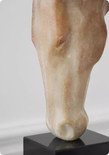 Abstract carved horse head sculpture in French retro style, a desktop ornament measuring 50cm tall.
