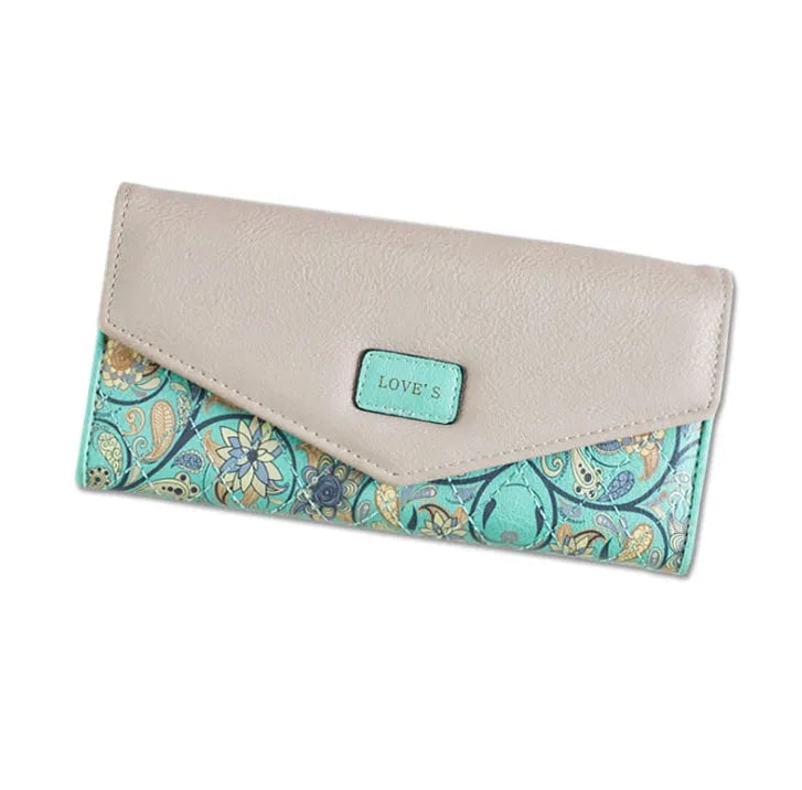 Large capacity three-fold PU leather student wallet with buckle and clip in five colour options