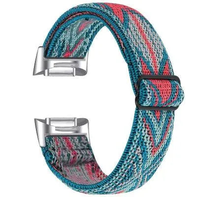 Elastic printed watch strap for Fitbit Charge 6 shown in multiple colour options