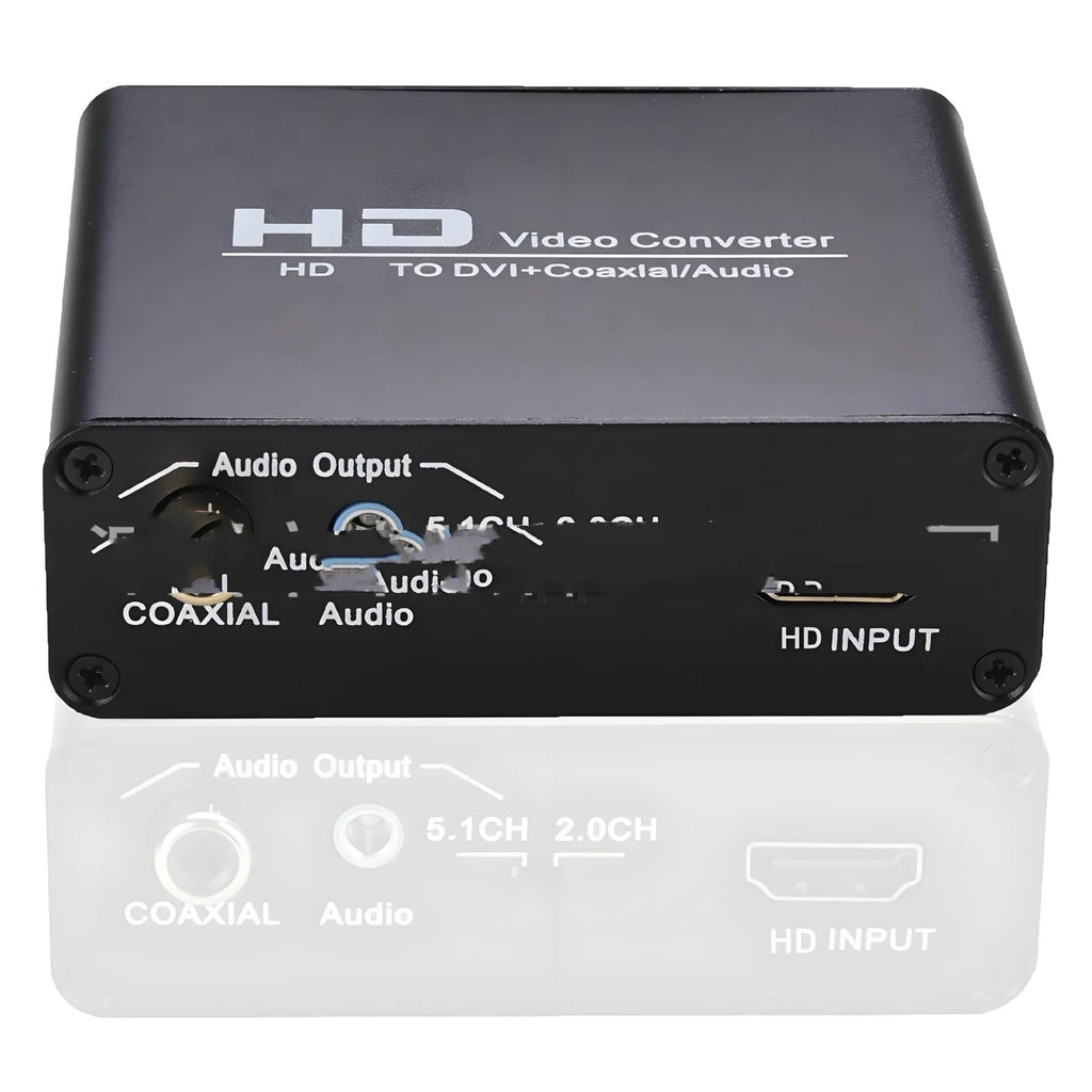 Black HDMI to DVI converter cable with coaxial audio output port, 1.5 metres long.