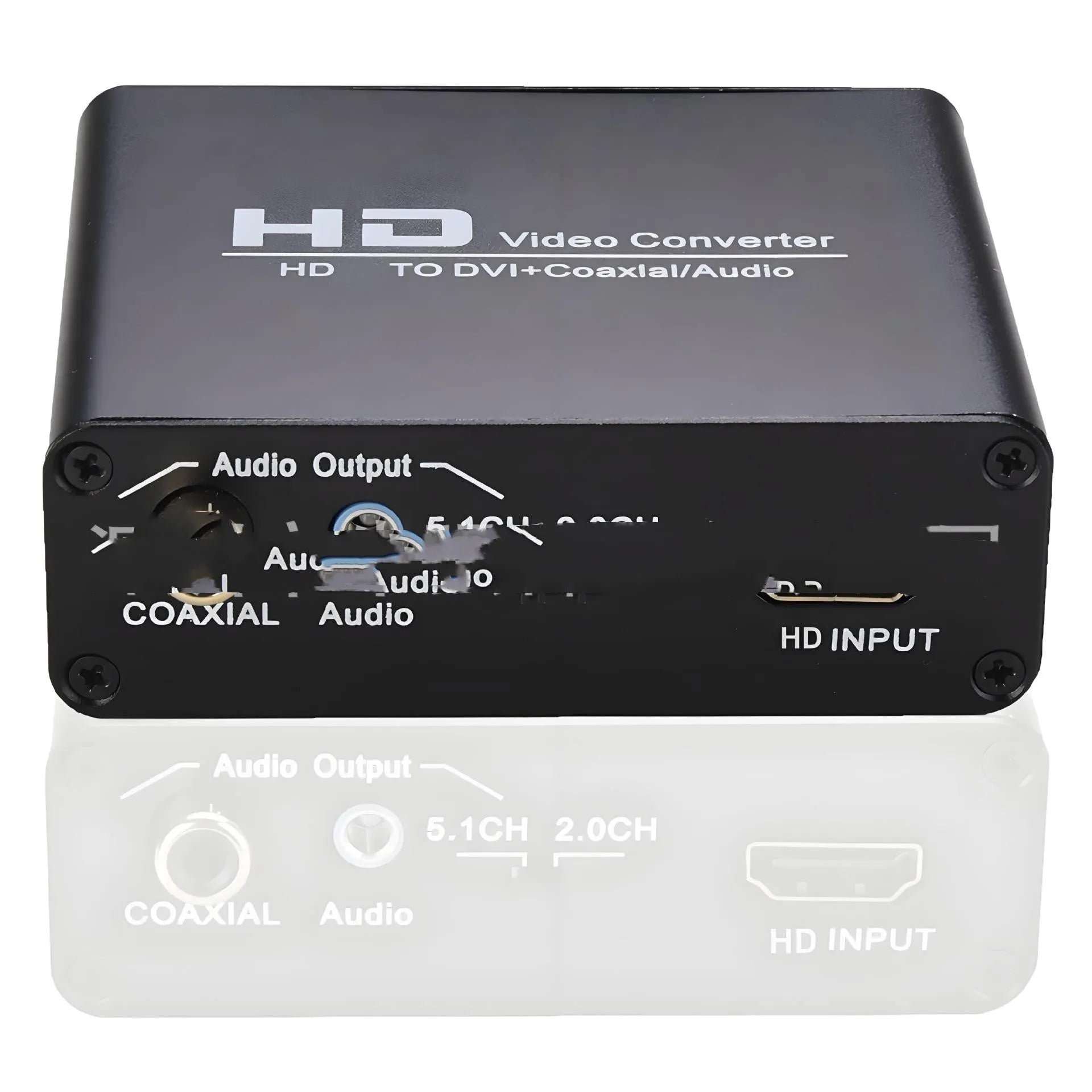 Black HDMI to DVI converter cable with coaxial audio output port, 1.5 metres long.
