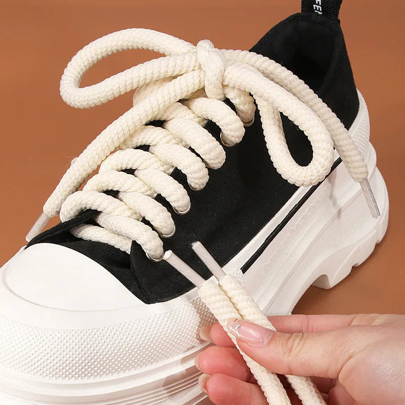 Solid colour round woven shoelaces for bread shoes showing 10mm diameter and length options