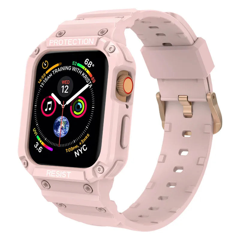 Soft TPU sport-style strap for Apple Watch Series 8 in multiple colour options on a white background.