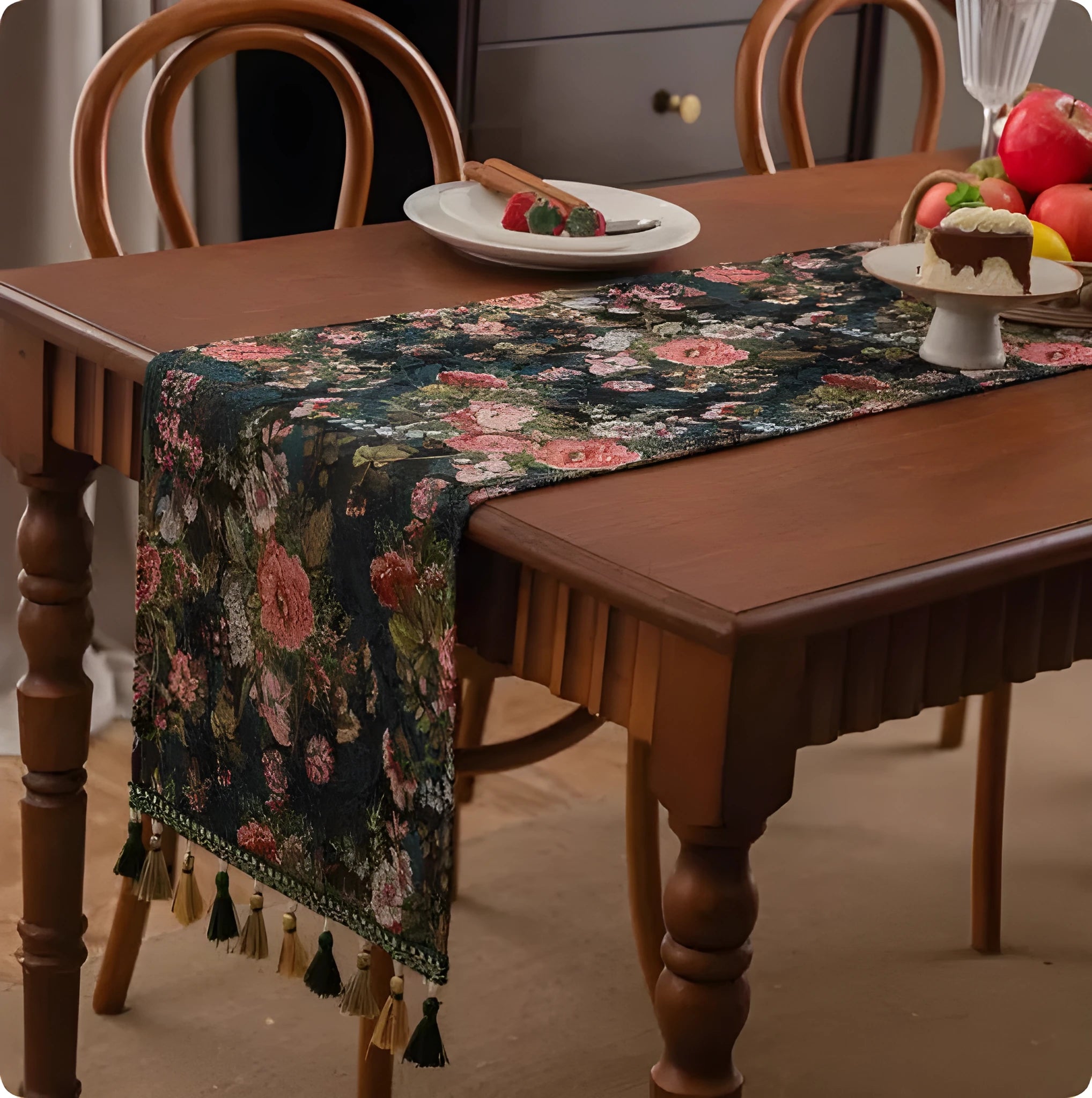 European country retro style table flag with decorative handwoven tassels in multiple colour options