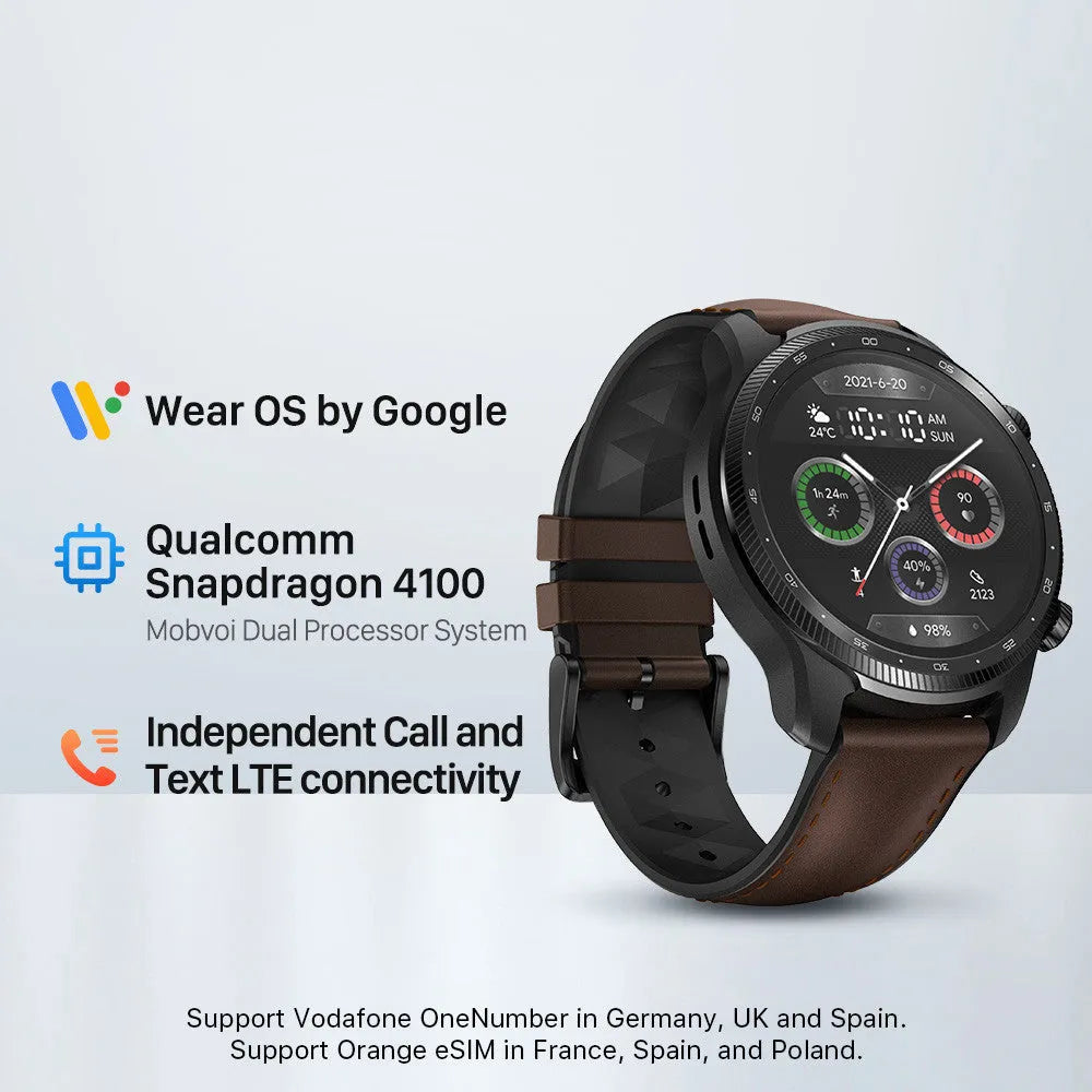 Ticwatch Pro X smart watch with 47mm case, 1.39-inch display, and independent 4G calling capability