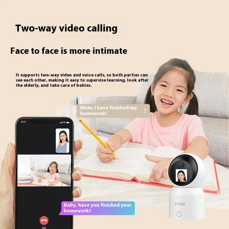 Zhou Shi white wireless indoor security camera with lens, mounted on a screw‑fixed bracket.