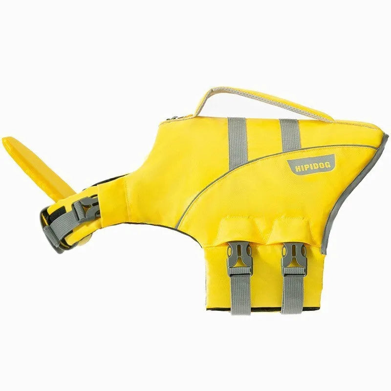 Dog swimming life jacket in polyester woven EVE buoyancy cotton, available in six sizes XS to XXL and four colours.