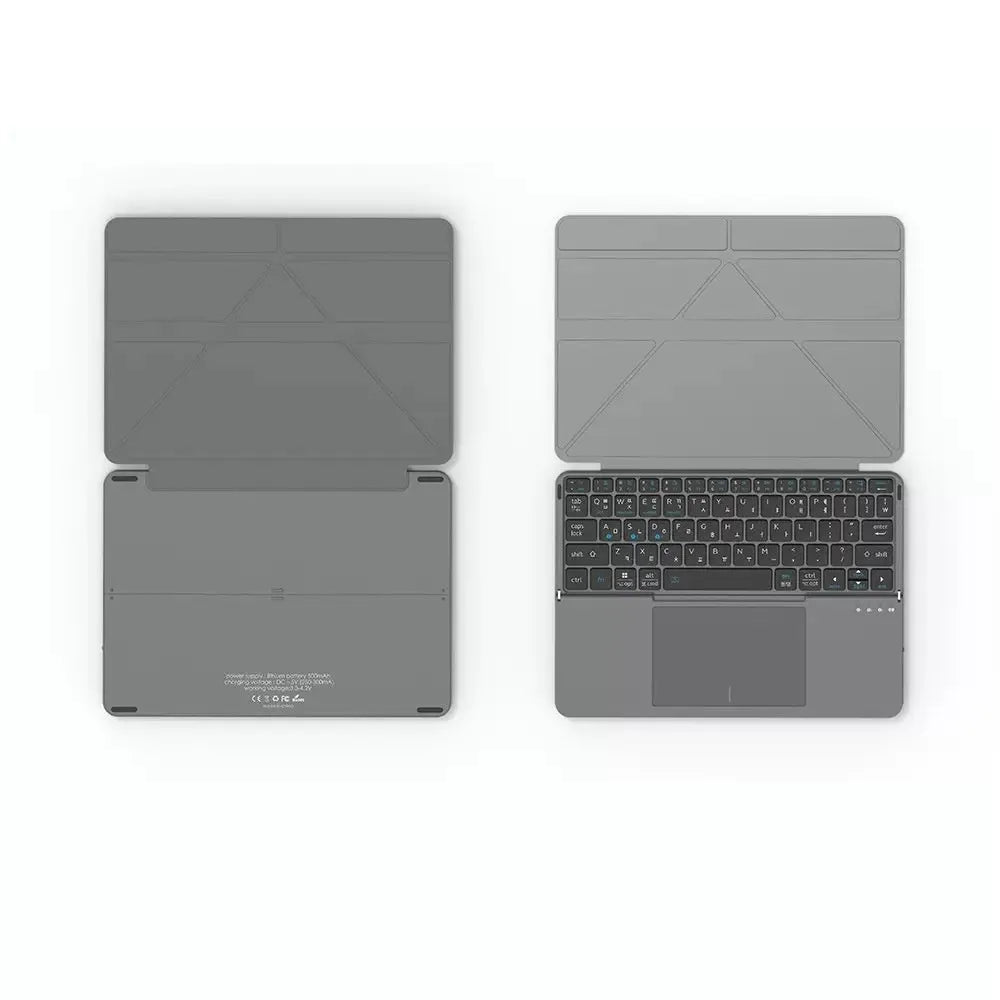 Grey folding wireless Bluetooth keyboard for mobile phones and tablets