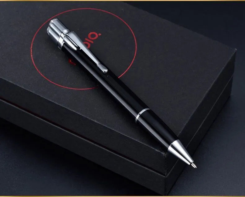 Slim metal pen lighter with windproof jet flame, keychain attachment, in choice of colours.
