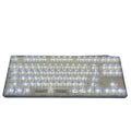 Universal transparent plastic 132-key mechanical keyboard cap set showing clear construction