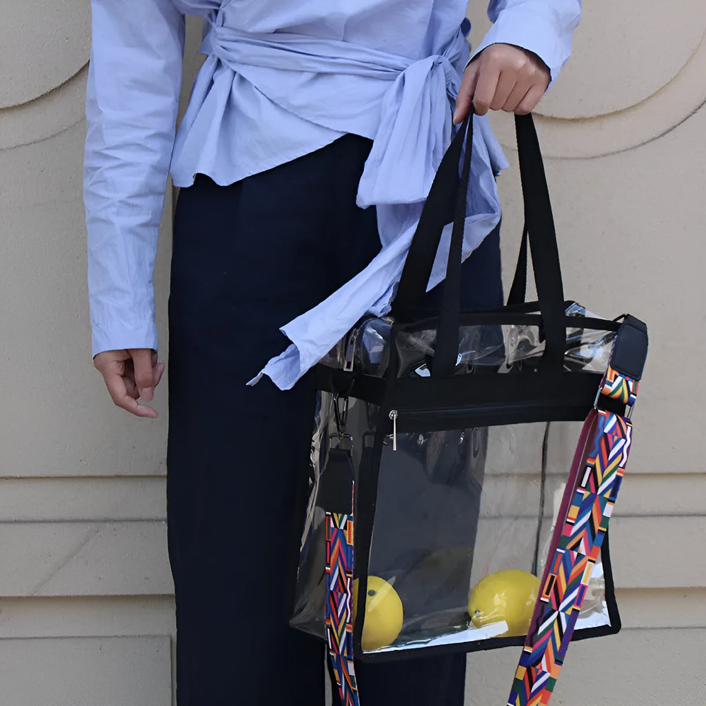 Transparent PVC women's messenger bag with three-dimensional pocket and double shoulder straps
