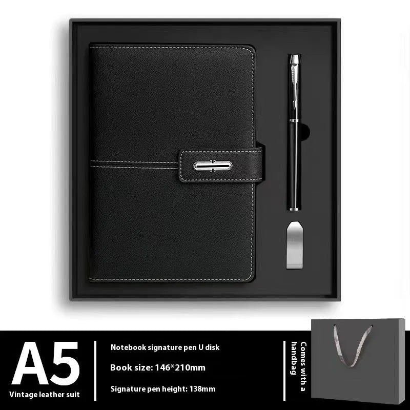 A5 notebook with PU leather cover in multiple colour options including red, green, blue and black