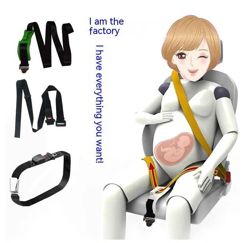 Black ABS polyester pregnancy seat belt adjuster with metal buckle