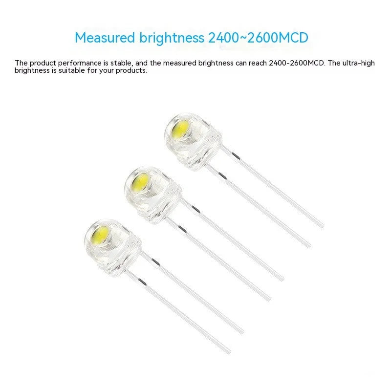 F5 straw hat white light LED lamp bead with 120 degree luminous angle and CRI 70-80