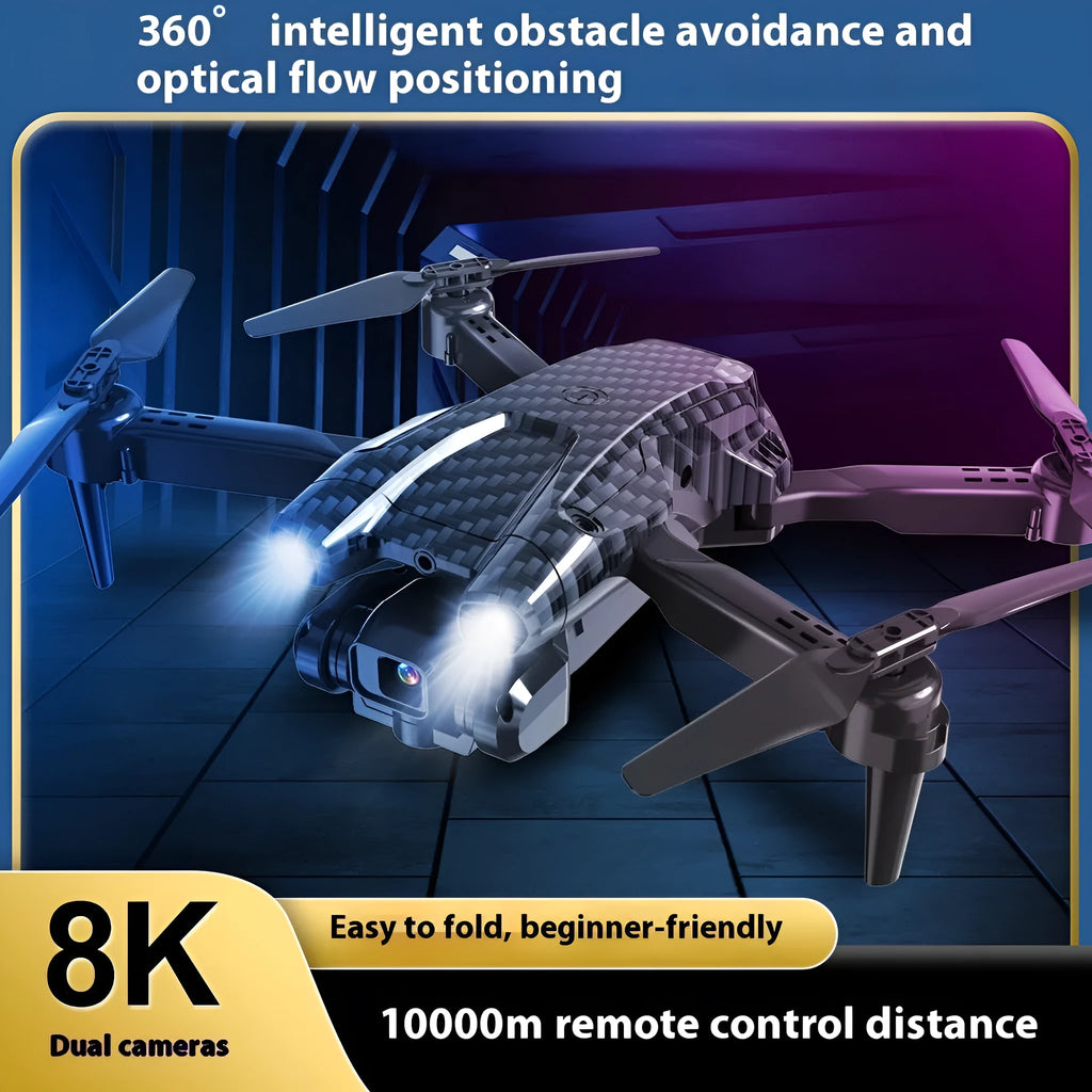 S138 black and carbon fibre folding drone with dual cameras for obstacle avoidance aerial photography