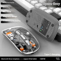 Transparent wireless computer mouse with USB connector showing internal components