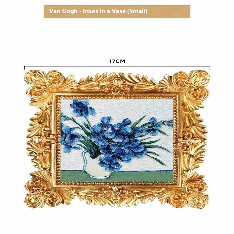 DIY oil painting kit showing epoxy pottery base, propylene pigments and brushes for creating famous art reproductions