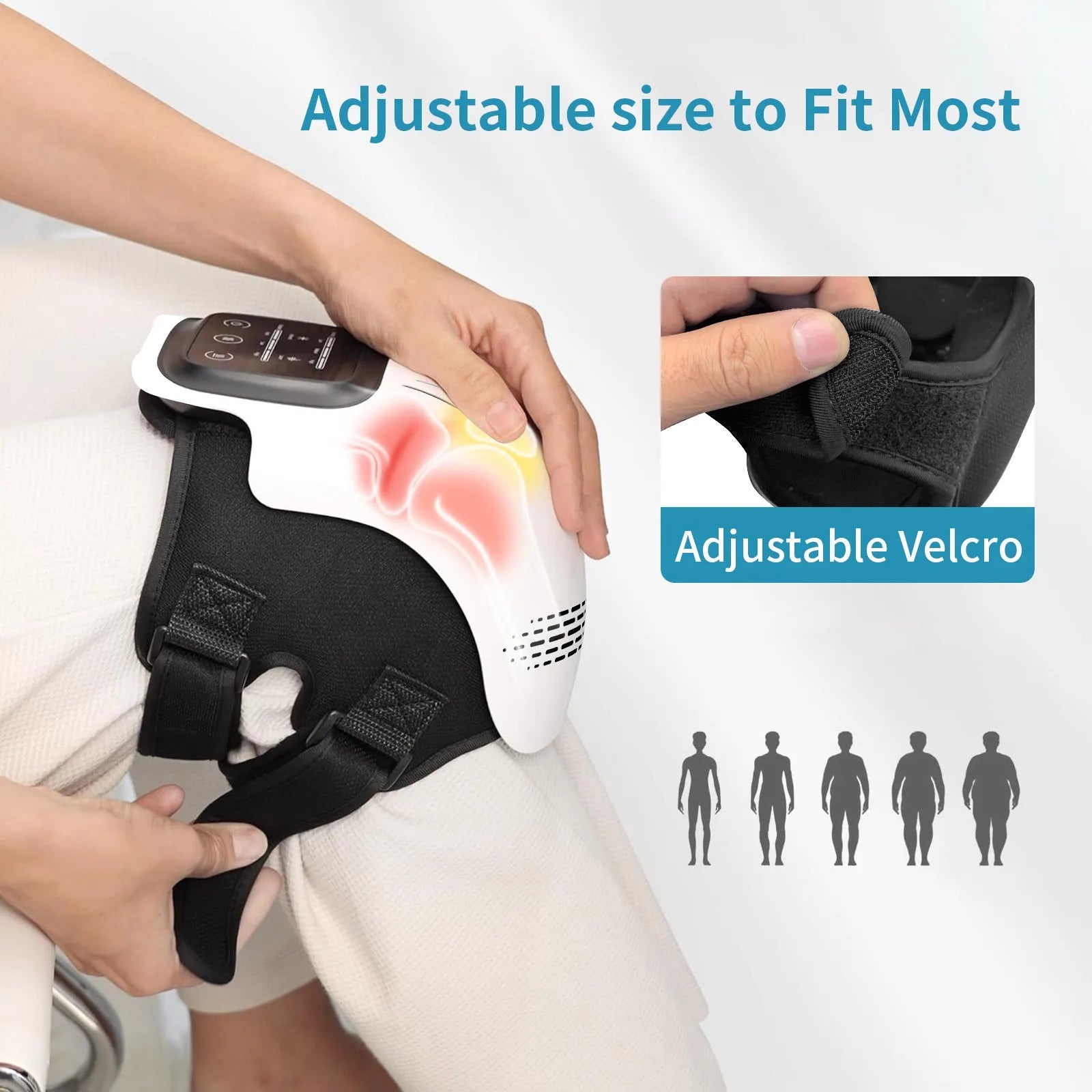 White electric knee massager with intelligent kneading and heating functions for home pain relief