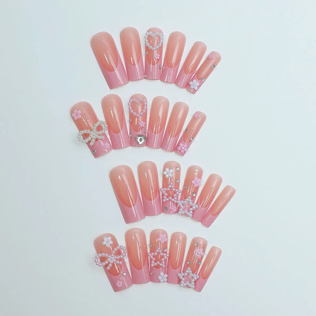 French style nail art sticker with bow pattern and super long water pipe design in XB-70-48 colour